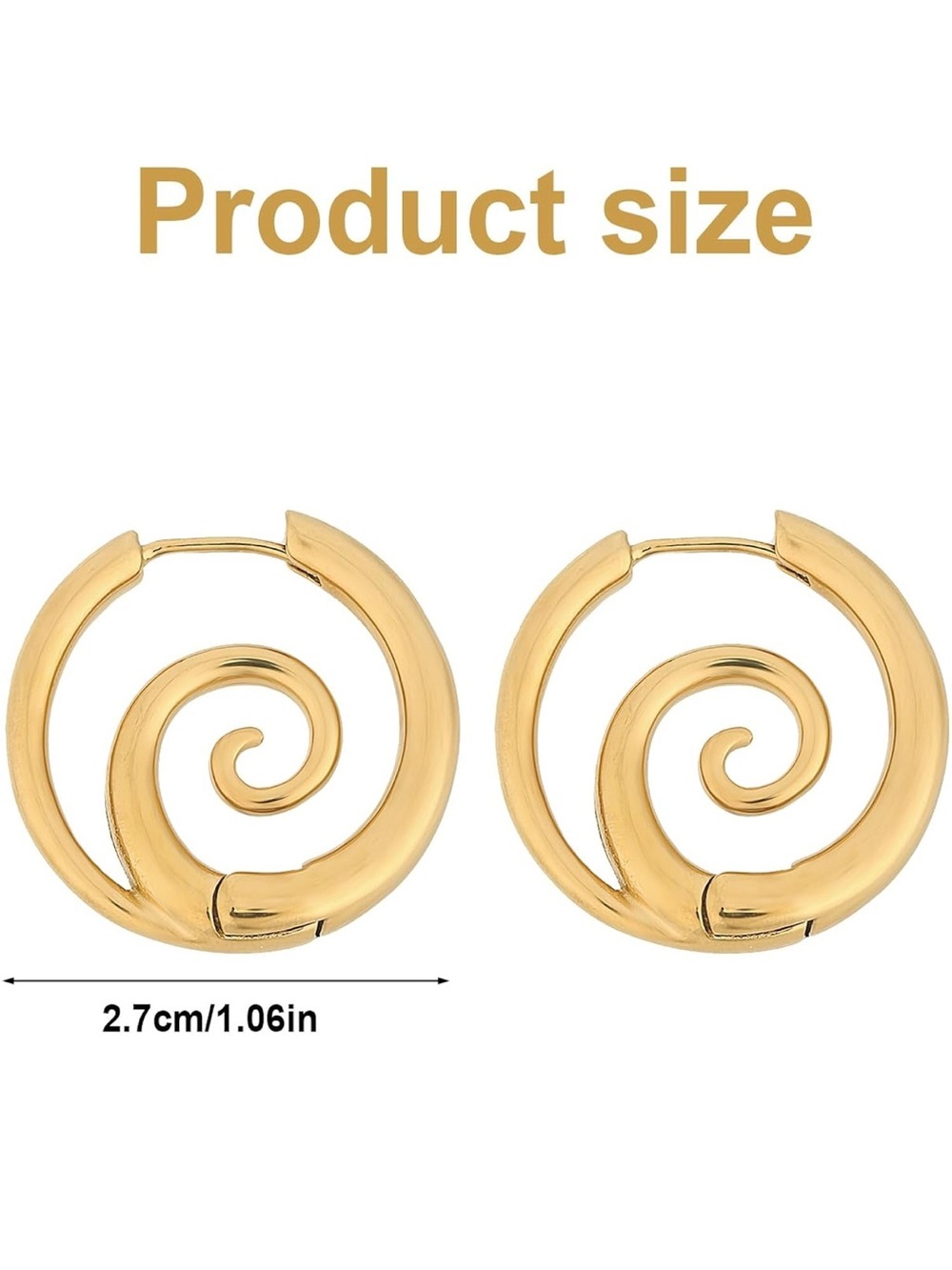 Gold Spiral Swirl Wave Hoop Earrings – Stainless Steel - Picture 7 of 7